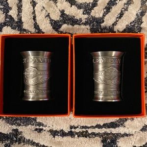 NEW - Rare set of (2) Harley 100th anniv pewter shot glasses